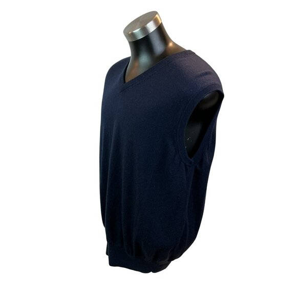 Peter Millar V-Neck Navy Blue Sleeveless Sweater Vest Mens XL 100% Merino Wool - Picture 4 of 8